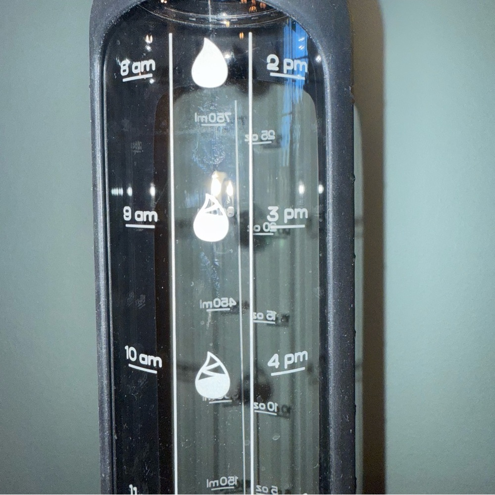 NWOT- FIT -32 oz Glass Water Bottle with 2 Lids, Time Marker, Silicone Sleeve - Picture 10 of 16